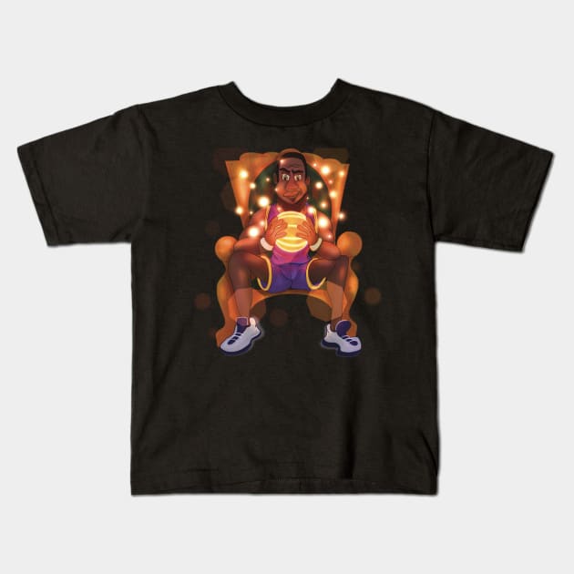 Basketball King Kids T-Shirt by foxnwombatco 